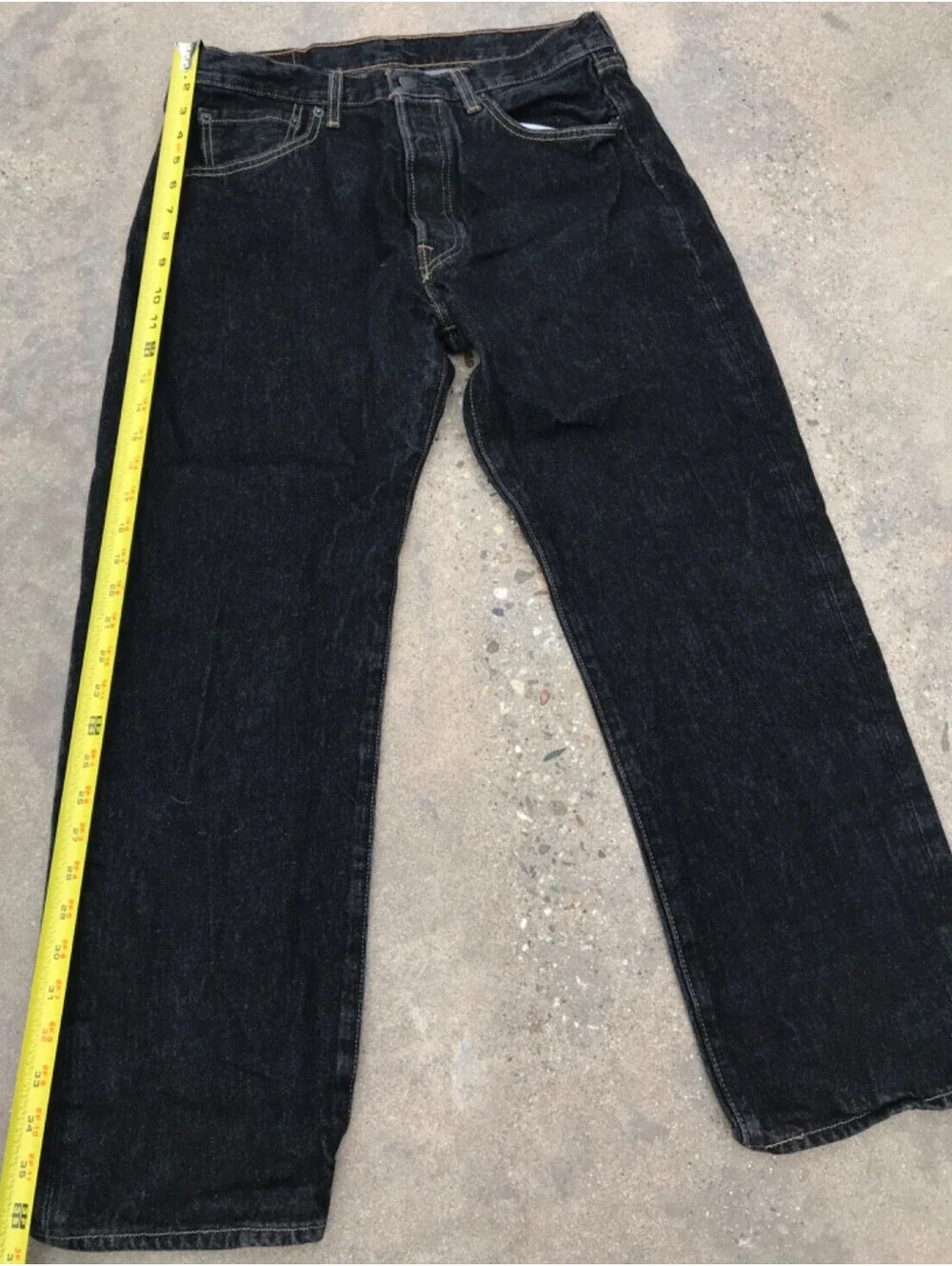 Levis 501 Jeans Mens 34x30 Black Denim Pants Button Fly Bold Dark Wash no Fading
